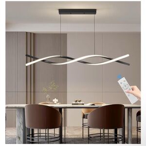 Sleek Black and White LED Pendant Light with Remote